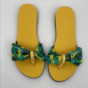Havaianas St Tropez flat slide sandals flip-flop thong yellow banana shoe 7 8